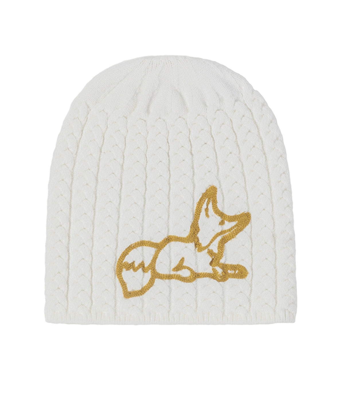 AKOO Snobby Skully Knit Hat in Whisper White