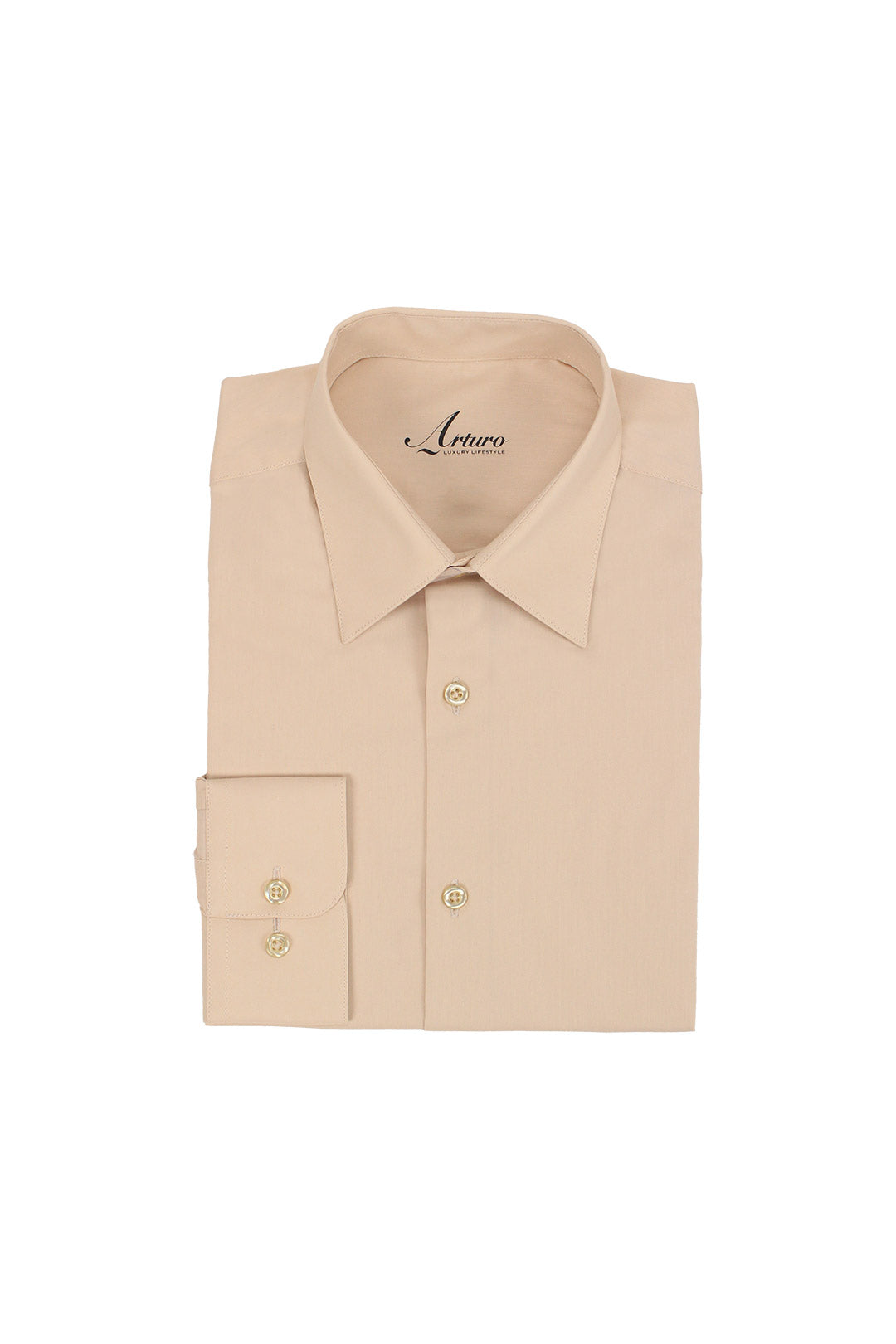 Arturo 200SLIM champagne slim fit dress shirt, folded front view