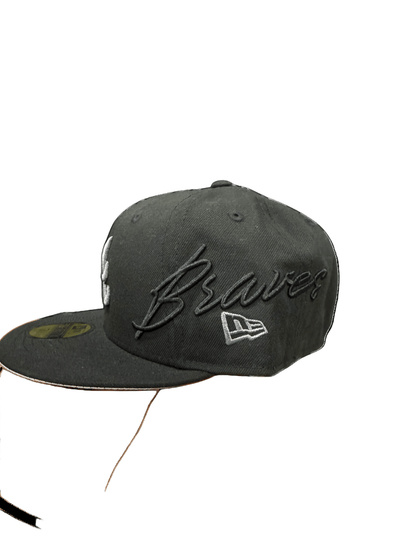 Atlanta Braves 59FIFTY Side Script Fitted Hat from On Time Fashions – Fitted Hat by New Era, Birmingham AL’s 1 fashion store and premier destination for streetwear, suits, kids fashion, and big & tall