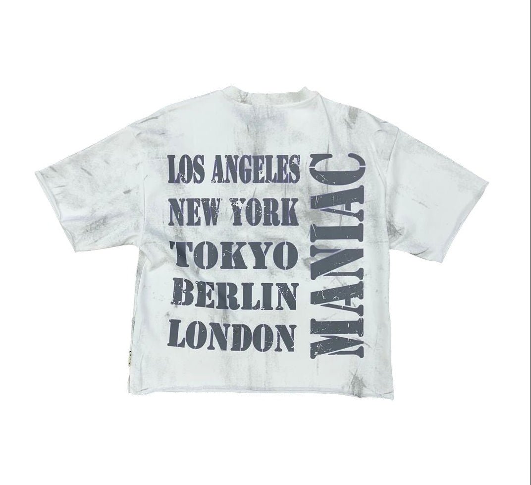 BKYS "Maniac" French Terry Cropped Tee from On Time Fashions – T-shirt by BKYS, Birmingham AL’s 1 fashion store and premier destination for streetwear, suits, kids fashion, and big & tall