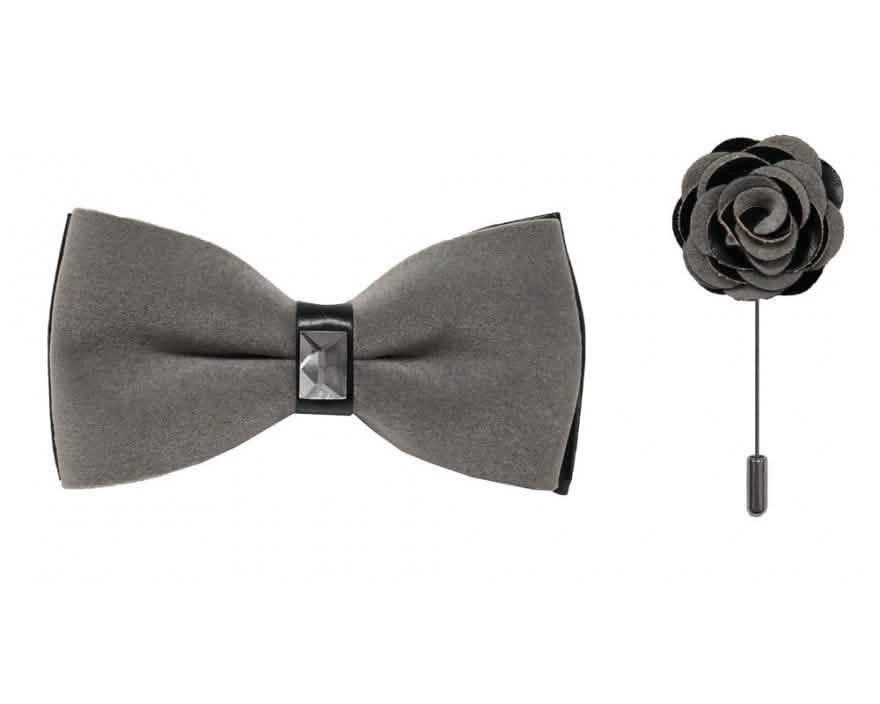 Brand Q Black Two Toned Velvet Bow Ties with Matching Pin Lapels from On Time Fashions – Bow Tie with Pin by Brand Q, Birmingham AL’s 1 fashion store and premier destination for streetwear, suits, kids fashion, and big & tall