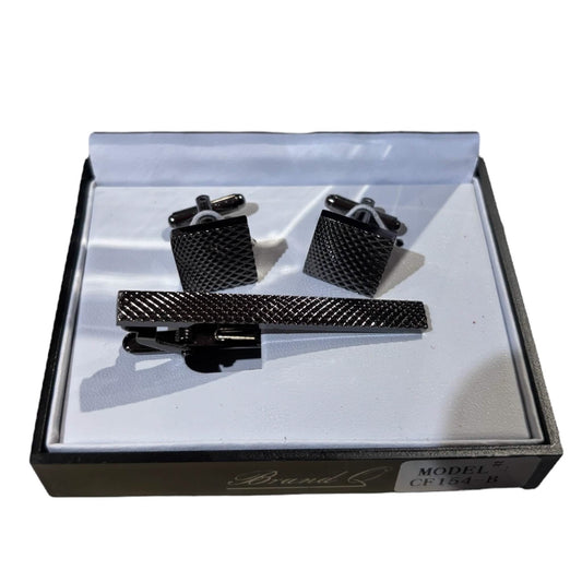 Brand Q Gold Cufflinks and Tie Clip – CF154B from On Time Fashions – Cufflinks With Tie Clip by Brand Q, Birmingham AL’s 1 fashion store and premier destination for streetwear, suits, kids fashion, and big & tall