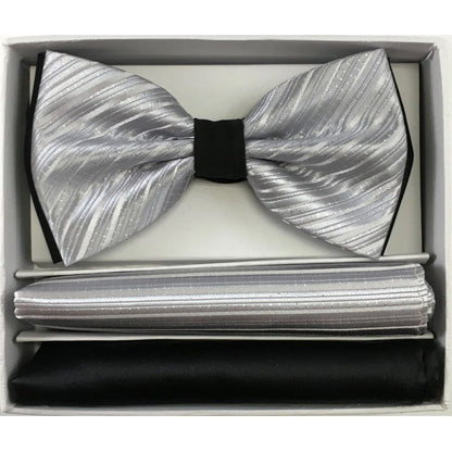 Brand Q Pre-tied 3 Tone Bow Ties & 2 Hankies – BT2T108 from On Time Fashions – Bow Tie With Hankie by Brand Q, Birmingham AL’s 1 fashion store and premier destination for streetwear, suits, kids fashion, and big & tall