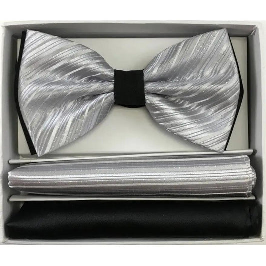 Brand Q Pre-tied 3 Tone Bow Ties & 2 Hankies – BT2T108 by Brand Q
