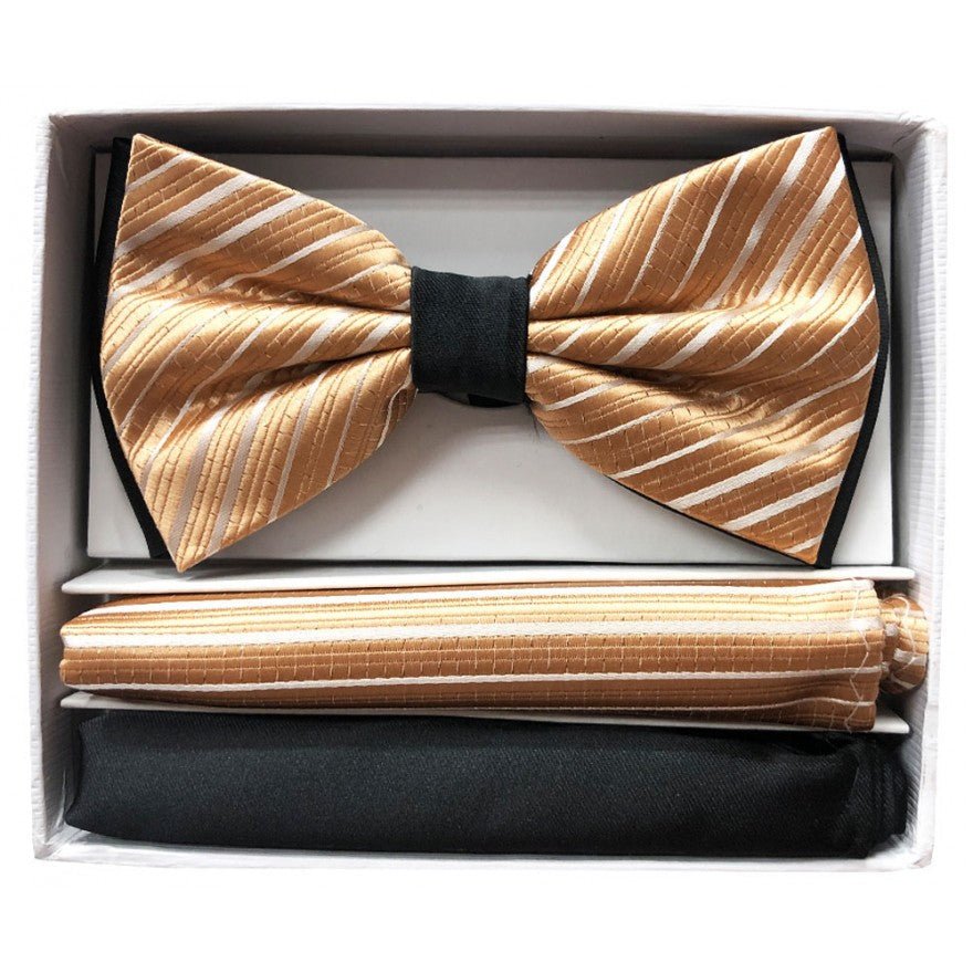 Brand Q Pre-tied 3 Tone Bow Ties & 2 Hankies – BT2T108 from On Time Fashions – Bow Tie With Hankie by Brand Q, Birmingham AL’s 1 fashion store and premier destination for streetwear, suits, kids fashion, and big & tall