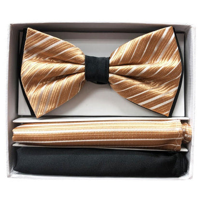 Brand Q Pre-tied 3 Tone Bow Ties & 2 Hankies – BT2T108 from On Time Fashions – Bow Tie With Hankie by Brand Q, Birmingham AL’s 1 fashion store and premier destination for streetwear, suits, kids fashion, and big & tall