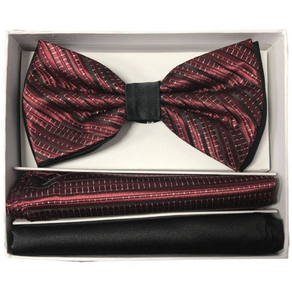 Brand Q Pre-tied 3 Tone Bow Ties & 2 Hankies – BT2T108 from On Time Fashions – Bow Tie With Hankie by Brand Q, Birmingham AL’s 1 fashion store and premier destination for streetwear, suits, kids fashion, and big & tall