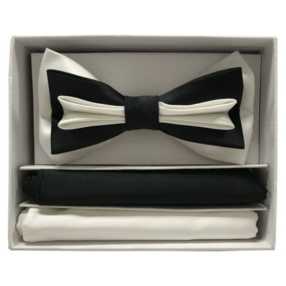 Brand Q Pre-tied 3 Tone Bow Ties & 2 Hankies – BT3T100 from On Time Fashions – Bow Tie With Hankie by Brand Q, Birmingham AL’s 1 fashion store and premier destination for streetwear, suits, kids fashion, and big & tall