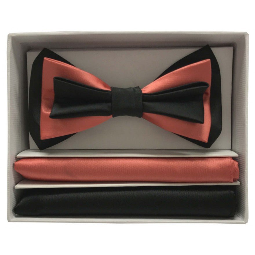 Brand Q Pre-tied 3 Tone Bow Ties & 2 Hankies – BT3T100 from On Time Fashions – Bow Tie With Hankie by Brand Q, Birmingham AL’s 1 fashion store and premier destination for streetwear, suits, kids fashion, and big & tall