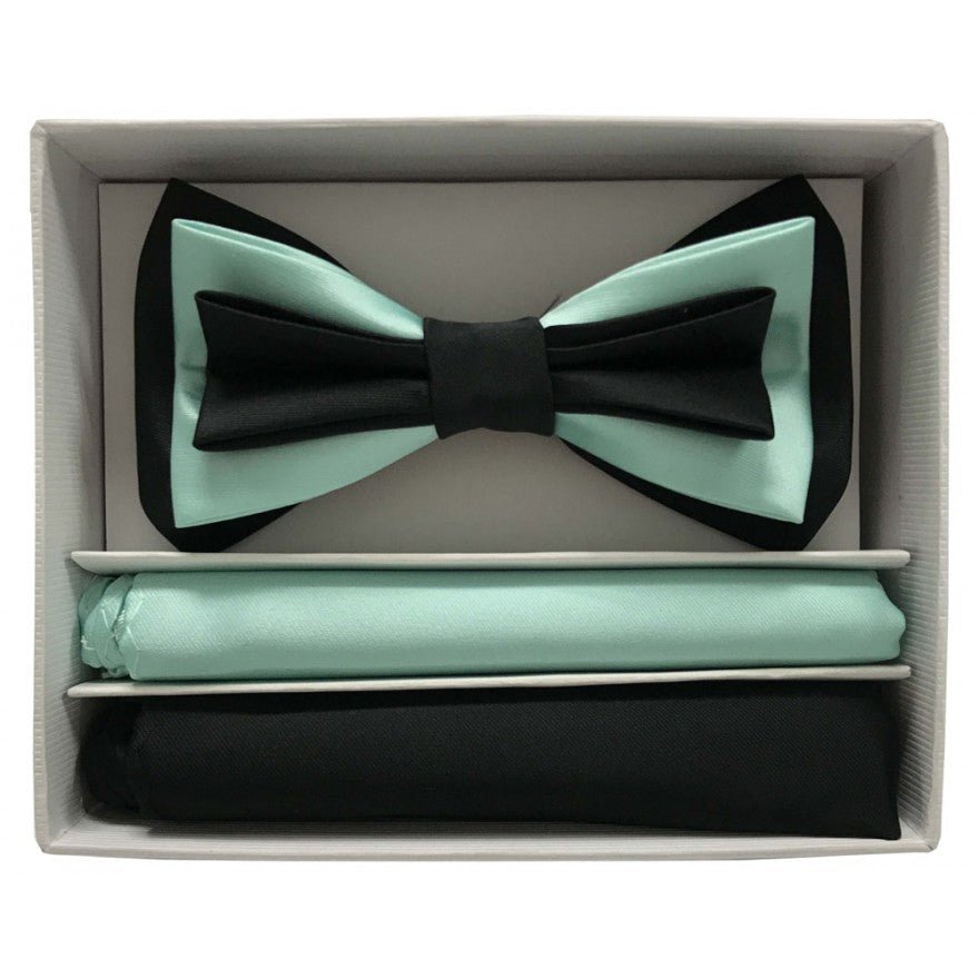 Brand Q Pre-tied 3 Tone Bow Ties & 2 Hankies – BT3T100 from On Time Fashions – Bow Tie With Hankie by Brand Q, Birmingham AL’s 1 fashion store and premier destination for streetwear, suits, kids fashion, and big & tall