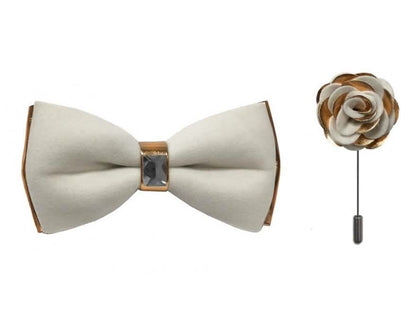Brand Q Rose Gold Two Toned Velvet Bow Ties with Matching Pin Lapels from On Time Fashions – Bow Tie with Pin by Brand Q, Birmingham AL’s 1 fashion store and premier destination for streetwear, suits, kids fashion, and big & tall