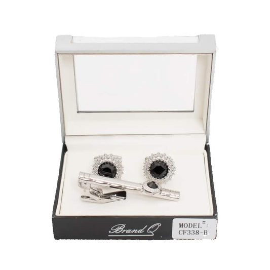Brand Q Silver Cufflinks and Tie Clip – CF338 from On Time Fashions – Cufflinks With Tie Clip by Brand Q, Birmingham AL’s 1 fashion store and premier destination for streetwear, suits, kids fashion, and big & tall
