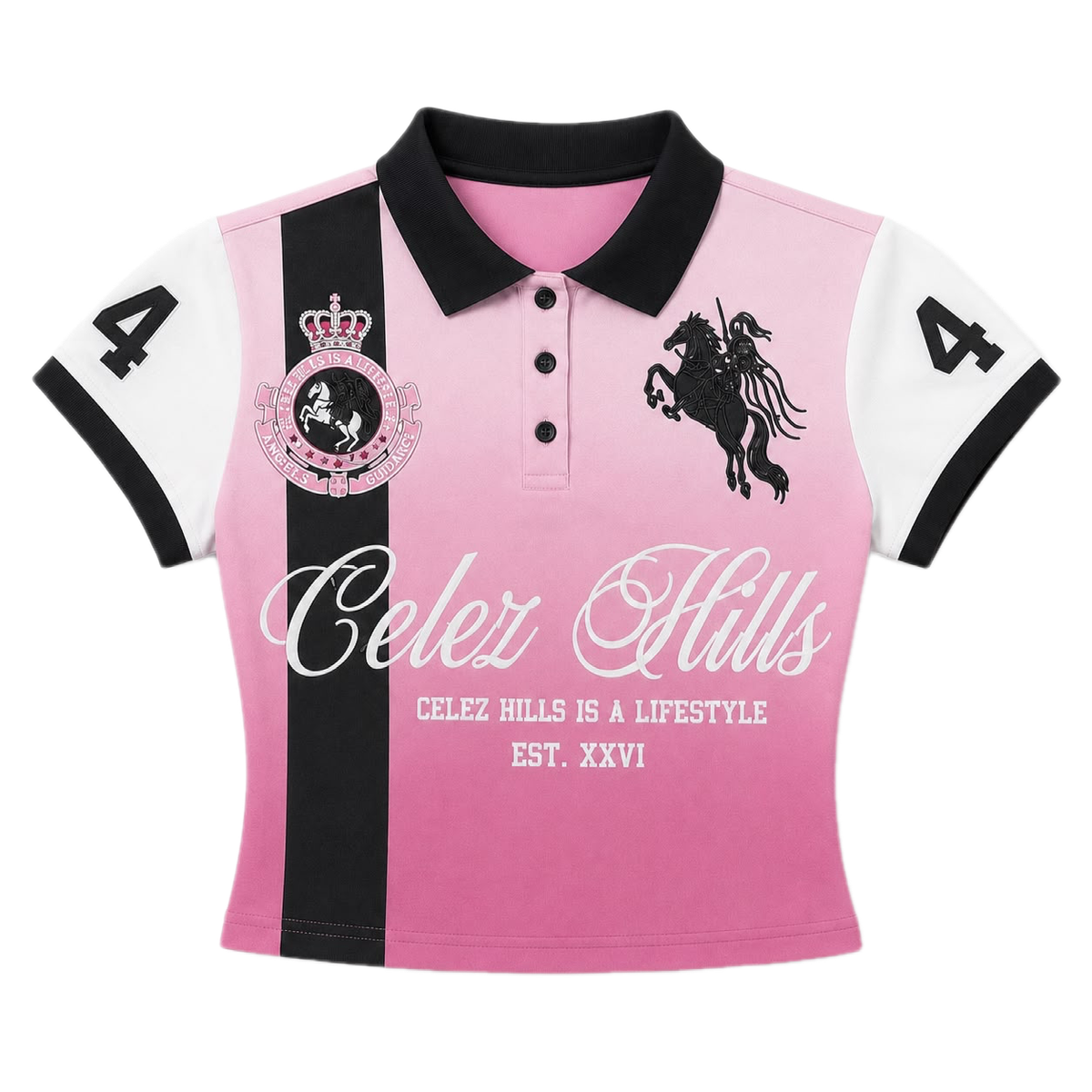 Celez Hills women's cropped Lifestyle Polo in Pink, front product view