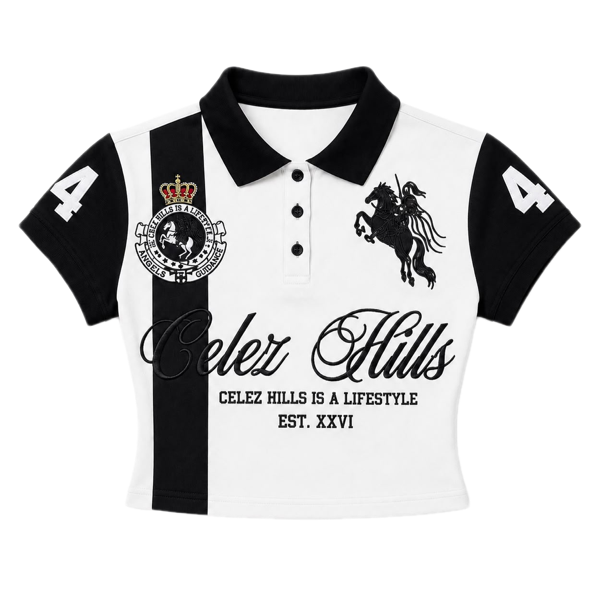 Celez Hills women's cropped Lifestyle Polo in White, front product view