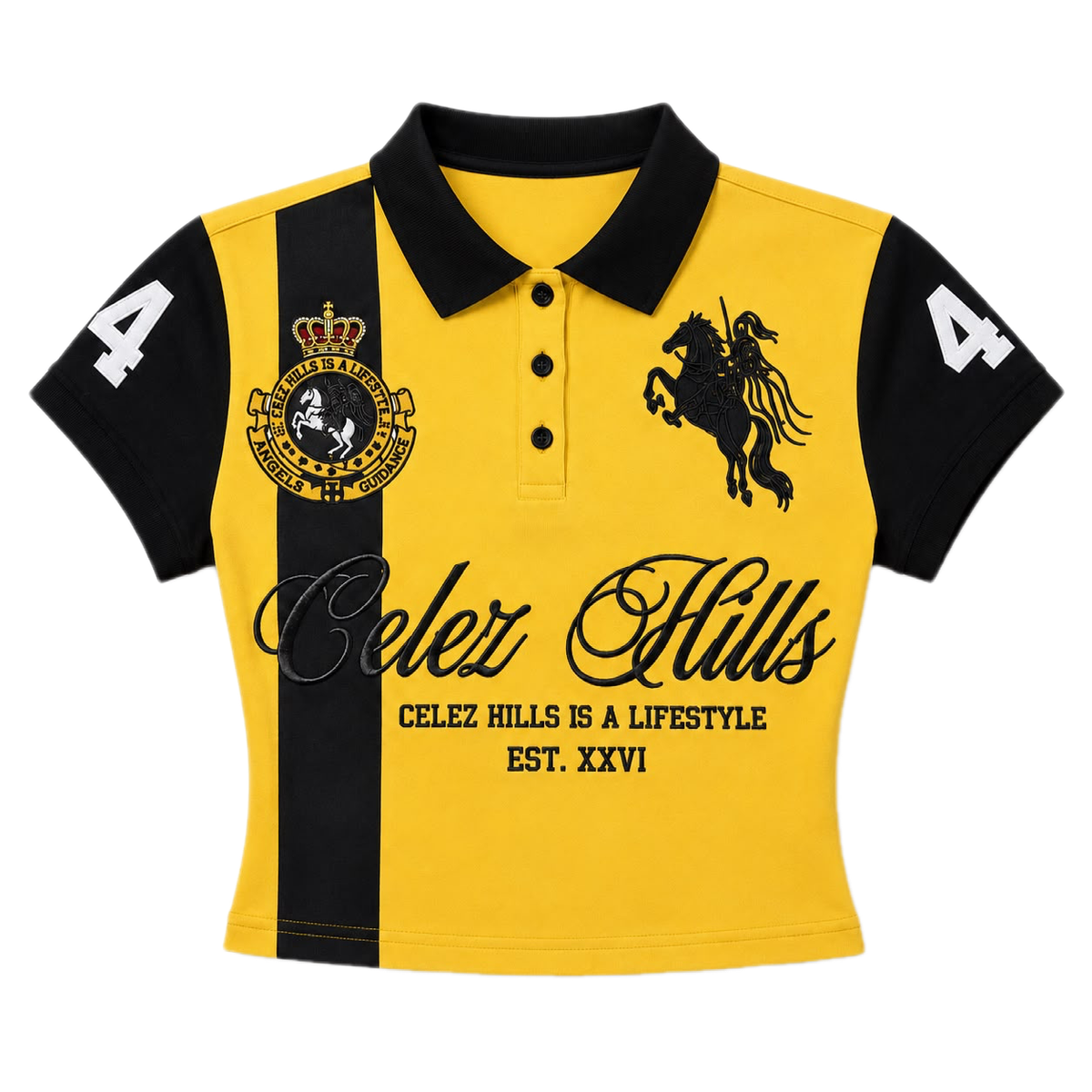 Celez Hills women's cropped Lifestyle Polo in Yellow, front product view