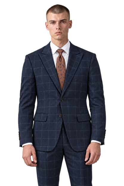 Celine by Statement 7852 indigo windowpane suit with copper paisley tie