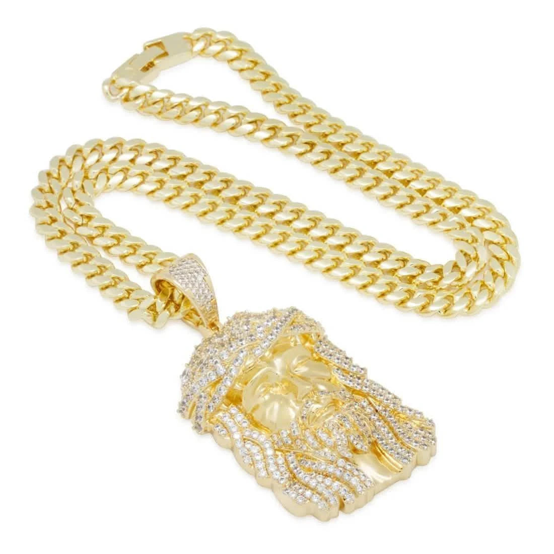 King Ice Christ Head Necklace