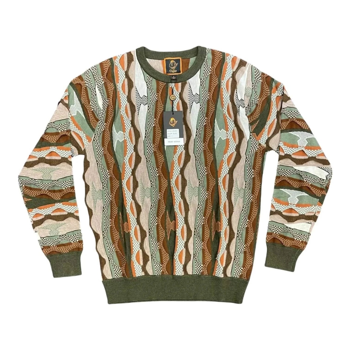 Cigar Couture Crewneck Sweater – CR-552 from On Time Fashions – Casual Sweater by Marenzio group Inc., Birmingham AL’s 1 fashion store and premier destination for streetwear, suits, kids fashion, and big & tall