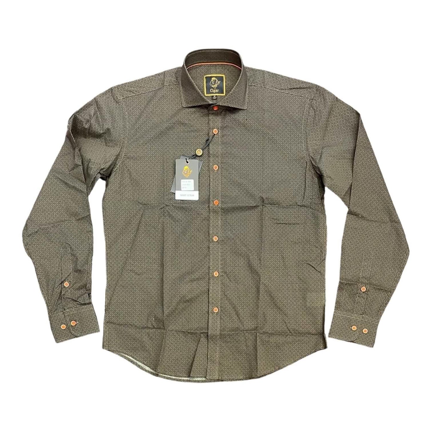 Cigar Couture Long Sleeve Shirt – M-1856 from On Time Fashions – Casual Shirt by Marenzio group Inc., Birmingham AL’s 1 fashion store and premier destination for streetwear, suits, kids fashion, and big & tall
