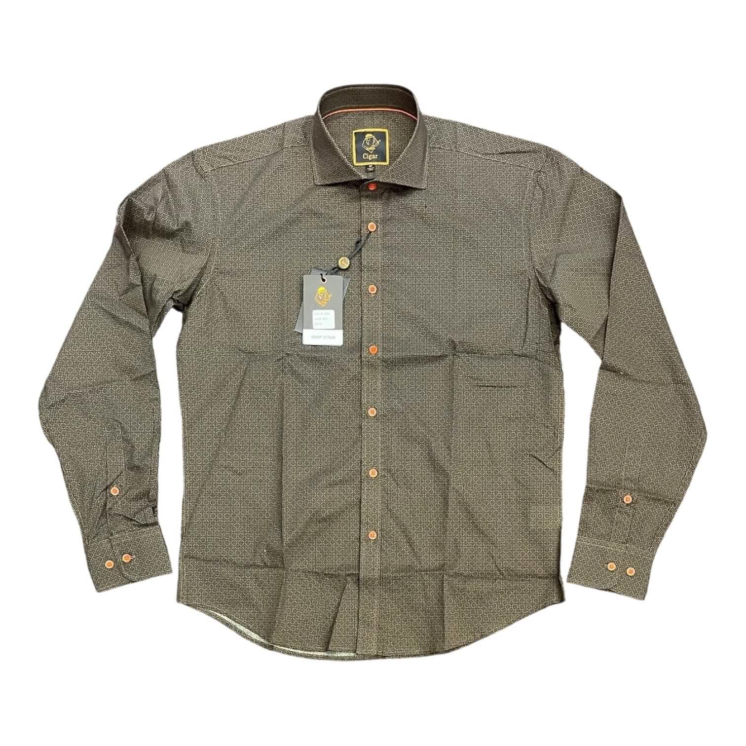 Cigar Couture Long Sleeve Shirt – M-1856 from On Time Fashions – Casual Shirt by Marenzio group Inc., Birmingham AL’s 1 fashion store and premier destination for streetwear, suits, kids fashion, and big & tall