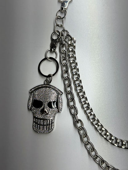 Drunz Metallic Skull Double Chain from On Time Fashions – Jean Chain by Drunz, Birmingham AL’s 1 fashion store and premier destination for streetwear, suits, kids fashion, and big & tall