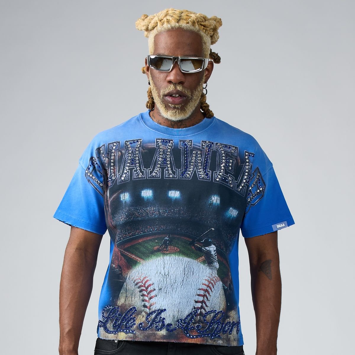 Duaa Homerun Tee from On Time Fashions – T-shirt by DUAA, Birmingham AL’s 1 fashion store and premier destination for streetwear, suits, kids fashion, and big & tall