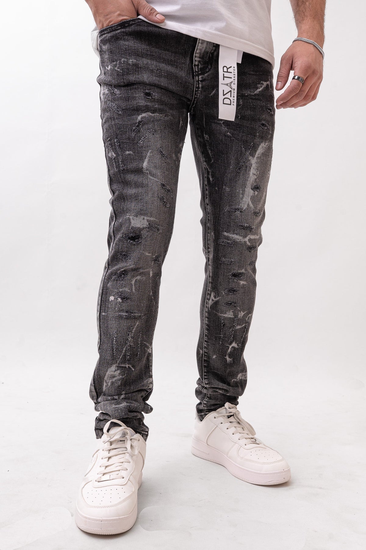 DZTR Ultra Skinny Stretch Denim – 612 in Black, product view