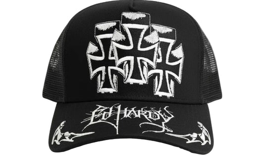 Ed Hardy Crosses Trucker Hat from On Time Fashions – Fitted Caps & Snapbacks by Ed Hardy, Birmingham AL’s 1 fashion store and premier destination for streetwear, suits, kids fashion, and big & tall