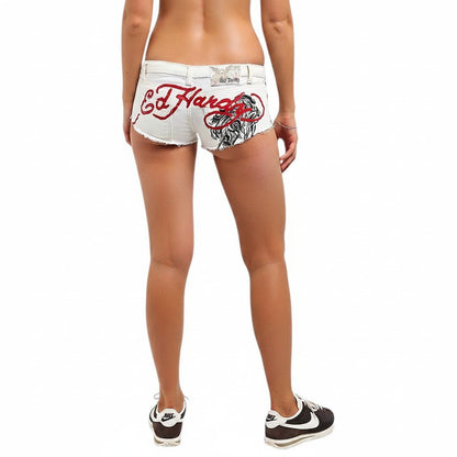 Ed Hardy Horses Micro Denim Short from On Time Fashions – Women's Shorts by Ed Hardy, Birmingham AL’s 1 fashion store and premier destination for streetwear, suits, kids fashion, and big & tall