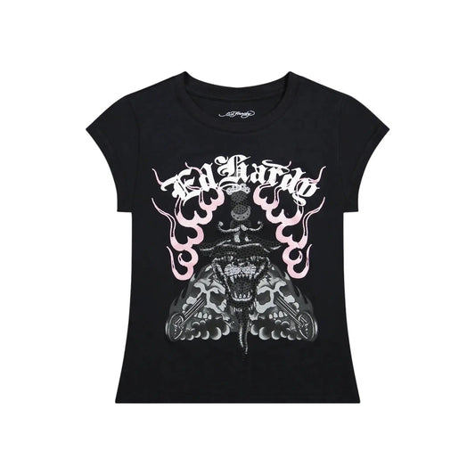 Ed Hardy Panther Dagger Rhinestone Cap Sleeve Tee by Ed Hardy