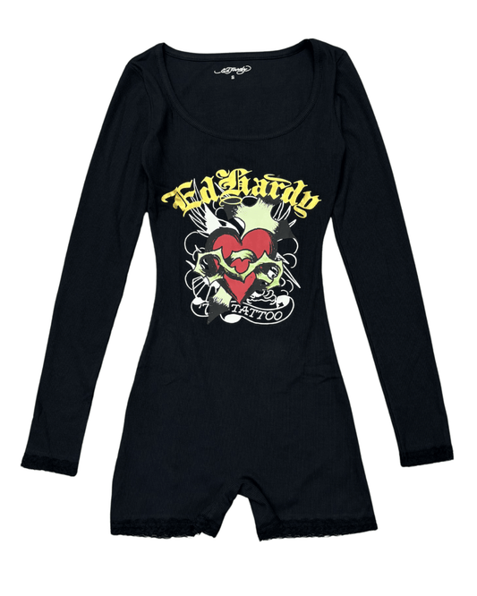 Ed Hardy Sacred Heart Lace Onesie by Ed Hardy
