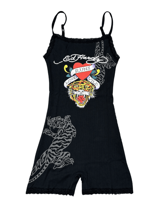 Ed Hardy Tiger Heart Lace Sleep Romper by Ed Hardy