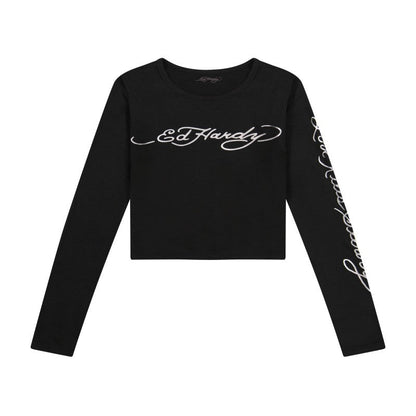 Ed Hardy Panther Snake Set - Black - long sleeve crop shirt detail