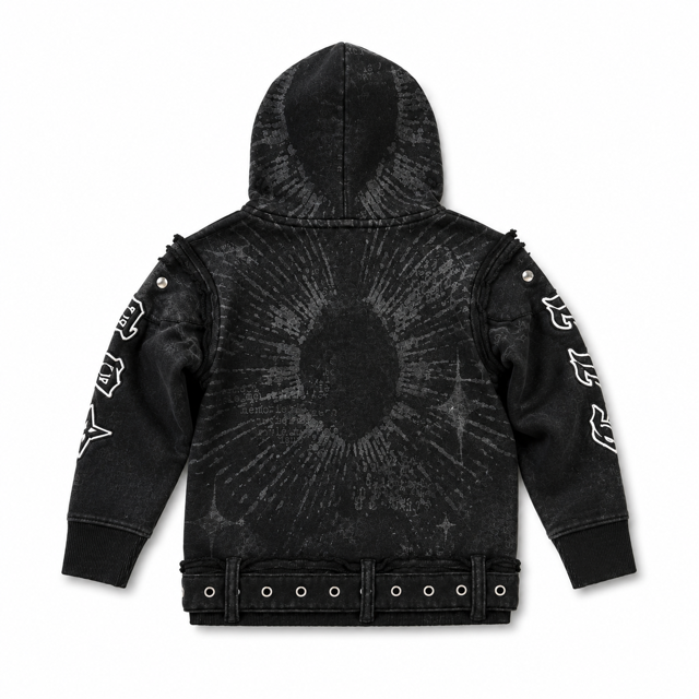 Elite Premium All Details Royal kids hoodie in black wash, back