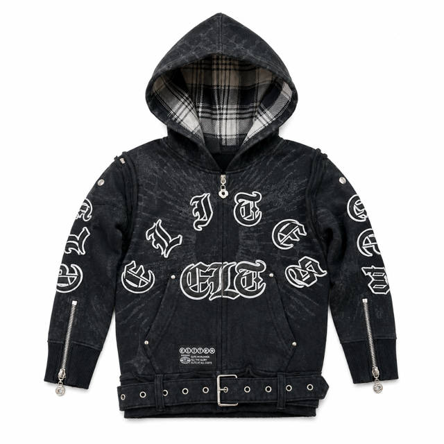 Elite Premium All Details Royal kids hoodie in black wash, front