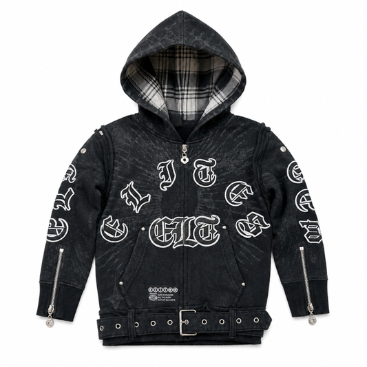 Elite Premium All Details Royal kids hoodie in black wash, front