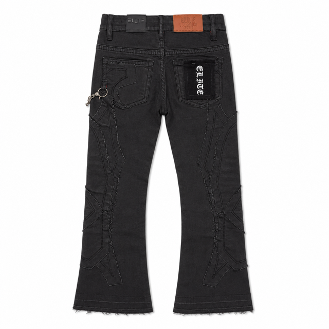 Elite Premium Ninja Black Wax kids jeans, back