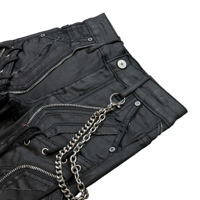 Elite Premium Ninja Black Wax kids jeans, chain detail