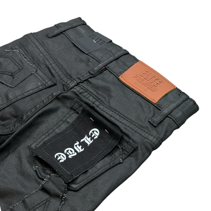 Elite Premium Ninja Black Wax kids jeans, waist detail