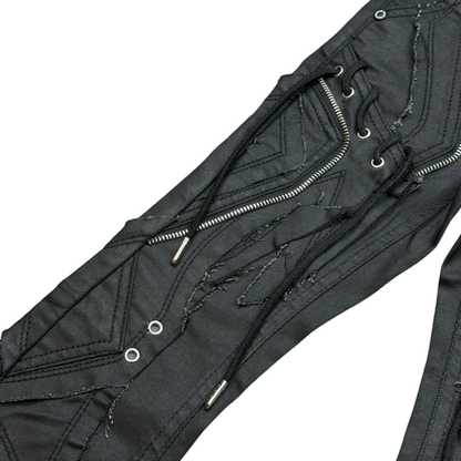 Elite Premium Ninja Black Wax kids jeans, zipper detail