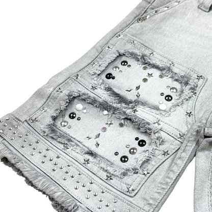 Elite Premium Kids Flint Embellished Denim Shorts Grey Wash from On Time Fashions – Shorts by ELITE PREMIUM DENIM, Birmingham AL’s 1 fashion store and premier destination for streetwear, suits, kids fashion, and big & tall