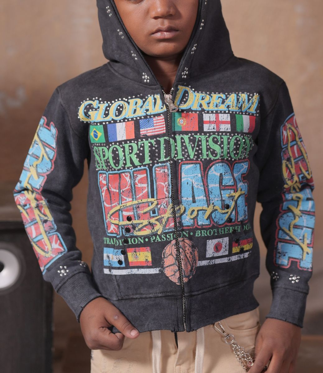 Elite Premium Kid's Global Dreams Zip Hoodie from On Time Fashions – Kid's Hoodie by Elite Premium Denim, Birmingham AL’s 1 fashion store and premier destination for streetwear, suits, kids fashion, and big & tall