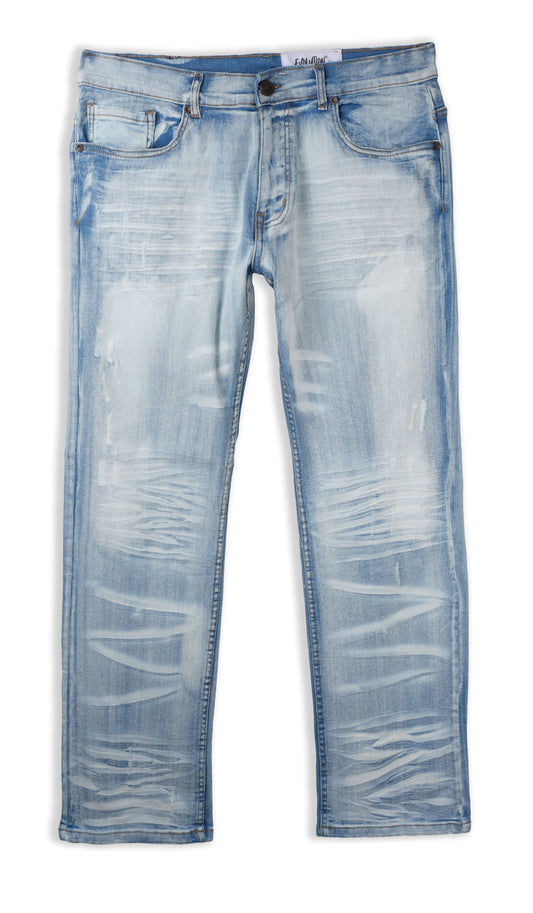 Evolution Faded Straight Jeans in Ice Blue - front