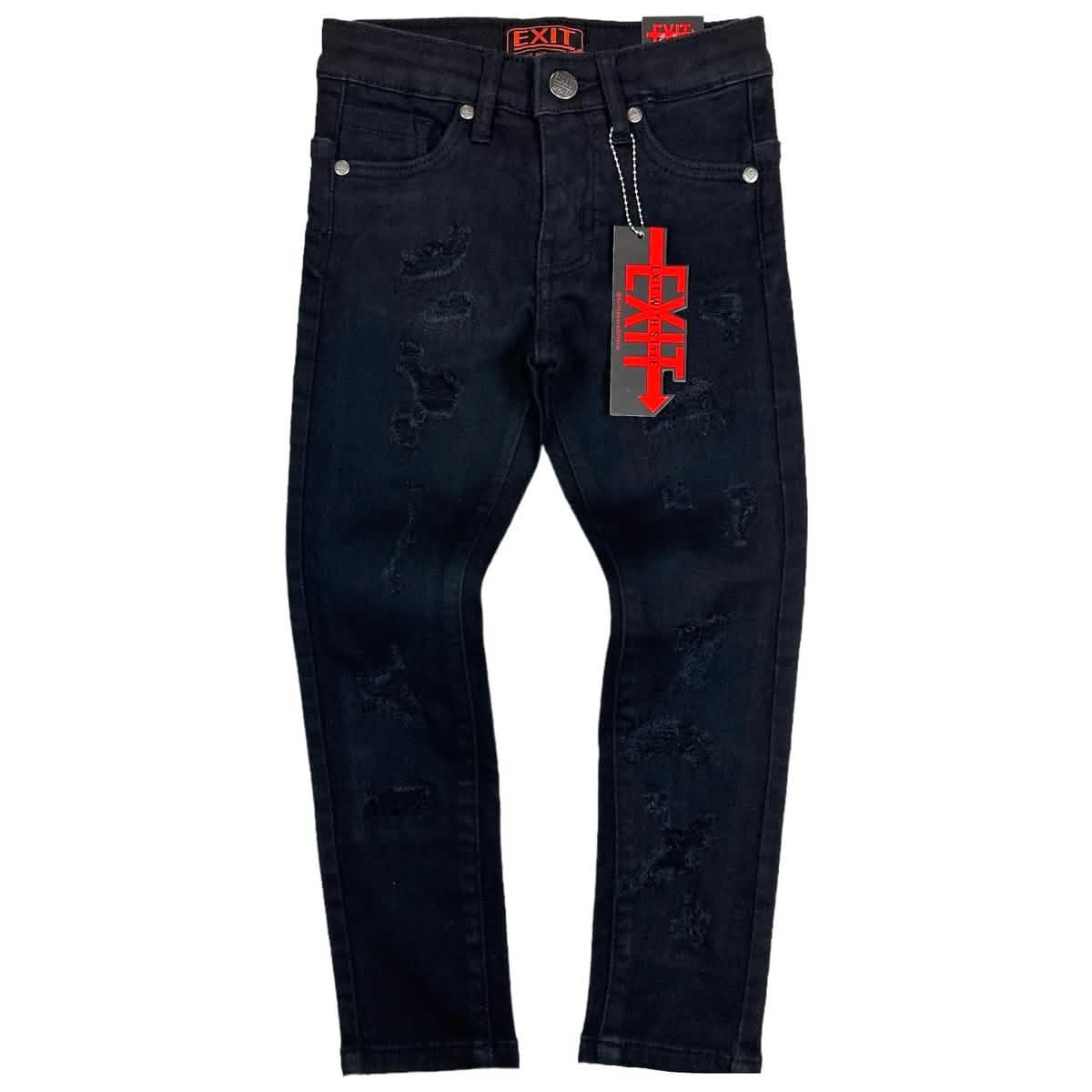 Exit Apparel Kids Distressed Skinny Jeans from On Time Fashions – Kid's Jeans by Exit Apparel, Birmingham AL’s 1 fashion store and premier destination for streetwear, suits, kids fashion, and big & tall
