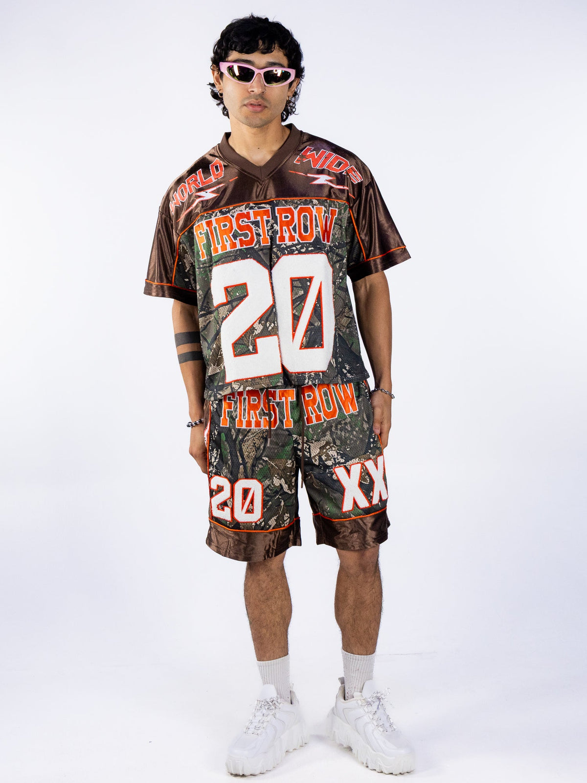 First Row World Wide Legend jersey and shorts set, brown hunting camo