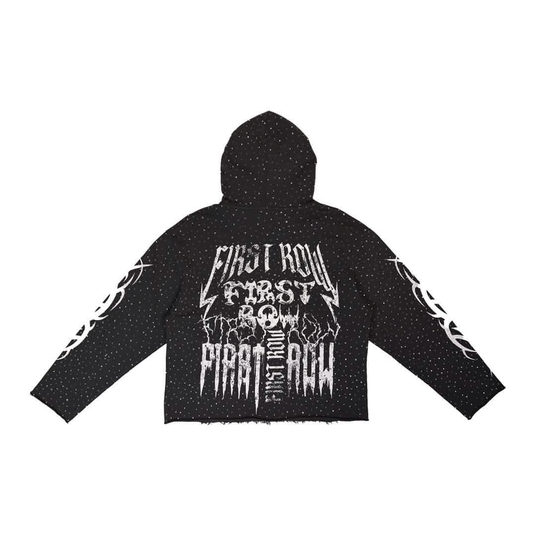 First Row Y2K Tribal Stud Hoodie from On Time Fashions – Hoodie by Huge USA, Birmingham AL’s 1 fashion store and premier destination for streetwear, suits, kids fashion, and big & tall