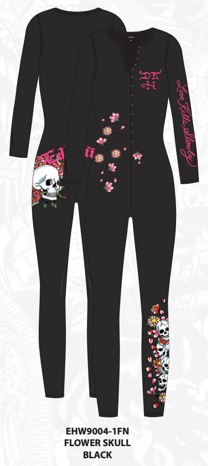 Flower Skull Long Sleeve PJ Onesie by On Time Fashions
