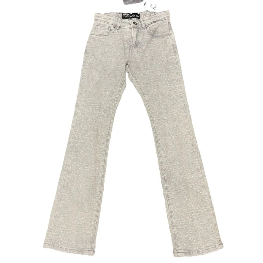 Focus Kid's Laser Rip Stacked Jeans from On Time Fashions – Kid's Jeans by M.Rafi Sons Garments Inds., Birmingham AL’s 1 fashion store and premier destination for streetwear, suits, kids fashion, and big & tall