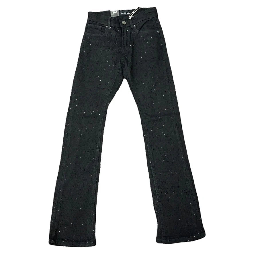 Focus Kid's Laser Rip Stacked Jeans from On Time Fashions – Kid's Jeans by M.Rafi Sons Garments Inds., Birmingham AL’s 1 fashion store and premier destination for streetwear, suits, kids fashion, and big & tall