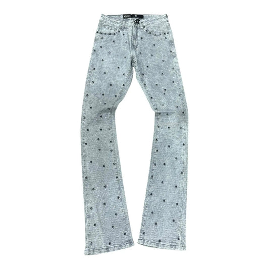 Focus Rhinestone Studded Flare Denim by Focus